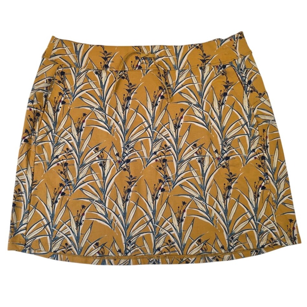 Kuhl Women's M Skirt‎ Mustard Yellow Botanical Grass Print Organic Cotton Blend
